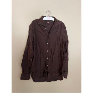 Coast Brown Button Uo Top Men’s Size XL Made In Italy